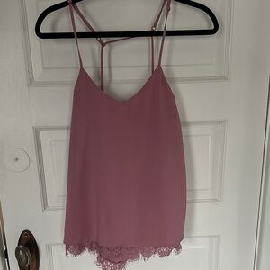 One Clothing Layered Lace Trim Tank Mauve Pink Size Small